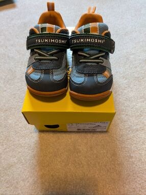 Tsukihoshi Kaz Charcoal/Sea Kids Size 7 Shoes